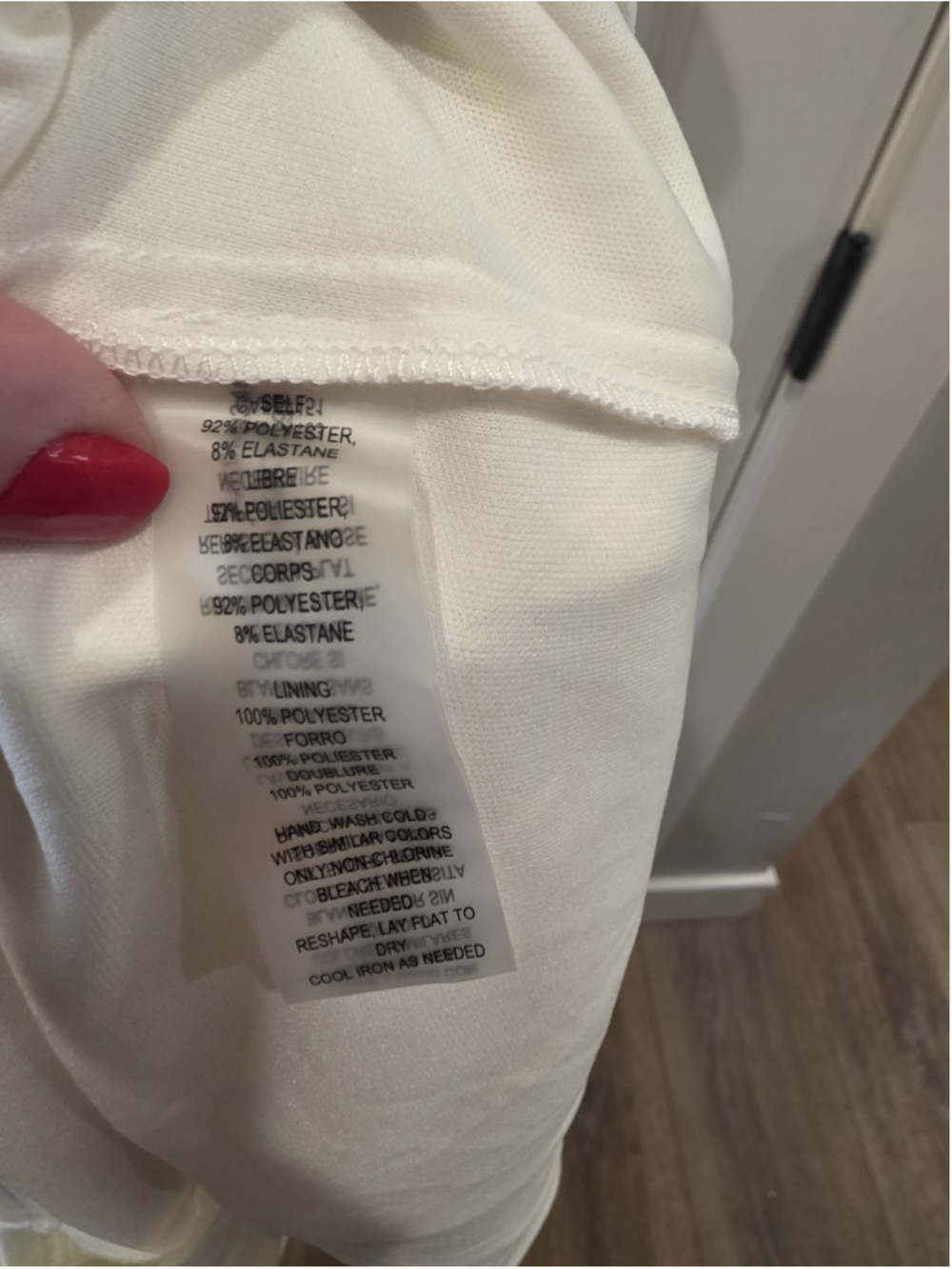 Vince Camuto One Shoulder Off White Bodycon Dress Sz 6 NWT Long Sleeve Midi Read - Picture 8 of 11